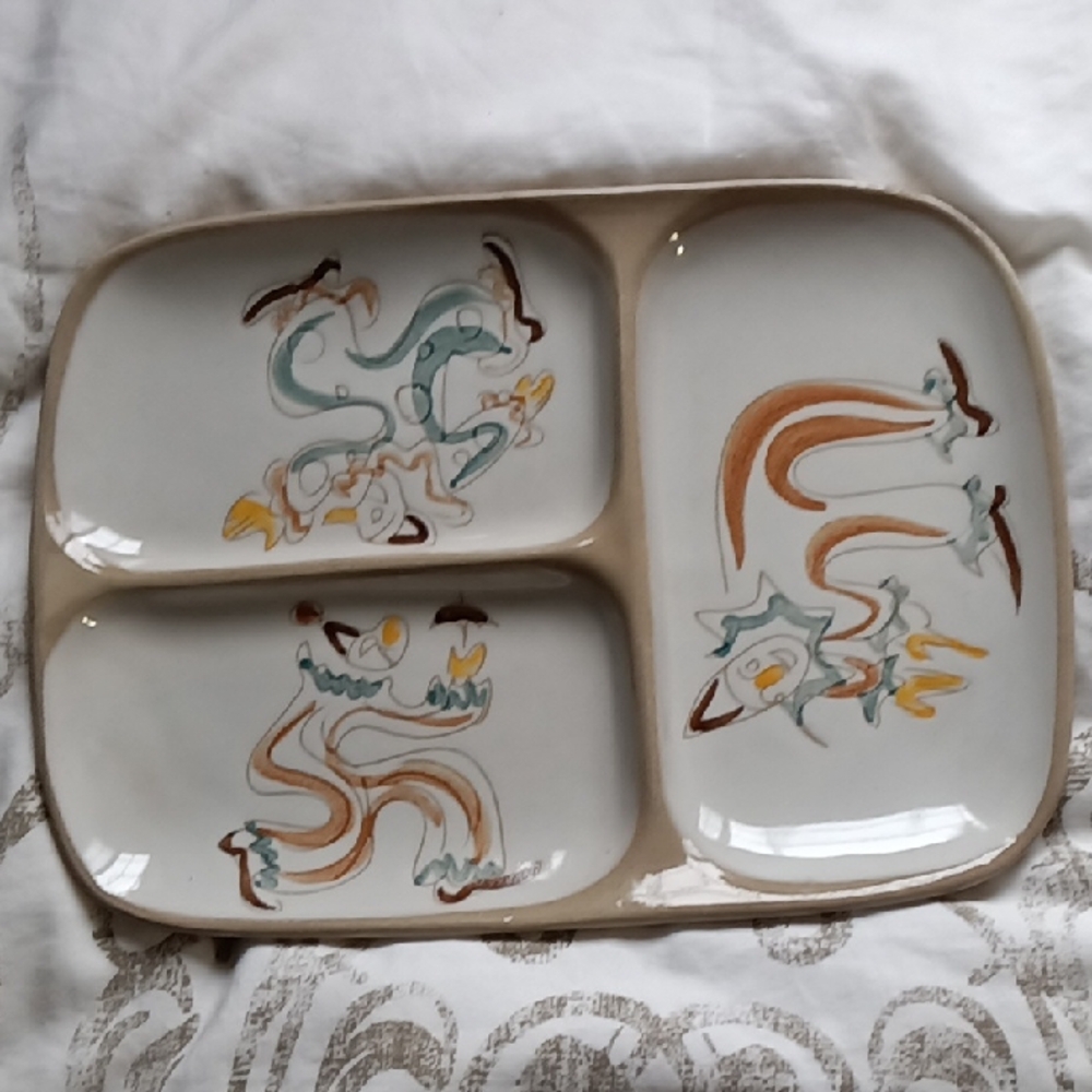 Vintage RARE Glidden Pottery Platter Clowns in Circus Series #300